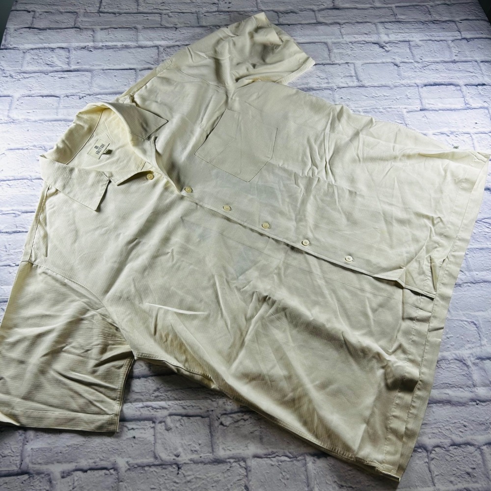 Solitude Men XXL Cream Paradise Bound Embroidered Camp Shirt Short Sleeve Button